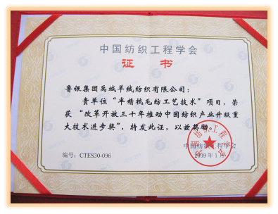 中國紡織工程協會證書